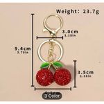 Red Cherry Rhinestone Keychain Sparkle Pendant Bag Charm Cute Accessory Red Photo 3
