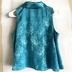 Vintage California Dynasty Sleeveless Button Front Blouse Floral Collared Blue M Size M Photo 4