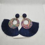 SheIn NWT  Fashion Jewelry Blue & Iridescent Glitter Dangling Fringe Earrings Photo 1