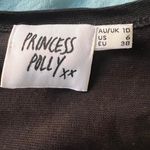 Princess Polly  Black Cropped Tie Front Flutter Sleeve Blouse Layer Cotton Sz 6 Photo 1