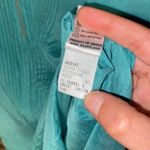 Anokhi Aqua Blue Silk 3/4 Sleeve Quarter Zip Tunic Blouse Women's Size Small Photo 6