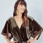 Lovestitch  Velvet embroidered kimono faux wrap top Large Photo 0