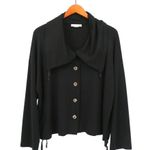 Bryn Walker Modal Knit Black Irene Jacket Shawl Collar Boxy Minimalist Top M Photo 0