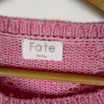 Fate Pink Marled Open Knit Short Sleeve Sweater Small Crochet Pullover Layering Photo 4