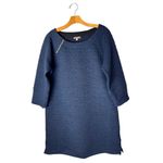 Lilla P Dress Women‎ Medium Navy Blue Quilted Zipper Boat Neck Shift Mini NWT Photo 1