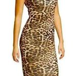 Naked Wardrobe  Sultry Dress Leopard Midi Square Neck Spaghetti Strap, Small, $98 Photo 0