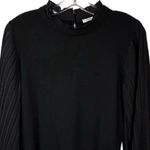 Sioni Women's Black Sheer Pleated Sleeve Mock Neck Blouse Size M Size M Photo 10