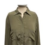 Chelsea Flower Silk Long Sleeve Collared Button Up Shirt Size Small Green Photo 4