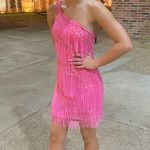 Ashley Lauren  Neon Pink One Shoulder Dress Photo 0