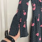 ZARA  Navy Blue Polka Dot Pink Flamingo Romper Playsuit XS Photo 3