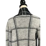 Tahari  Women's Black Grey Plaid Wool Blend Long Line Cardigan Sz M Classic Cozy Photo 3