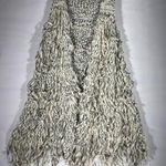 Umgee USA Women's Fringe Knit Vest Sweater Boho Fuzzy Bold Cream Black S M Size undefined Photo 0
