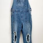 Celebrity Pink  Blue Stretch Denim Overalls Distressed Large Photo 6