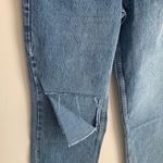 Good American 90s Duster high rise straight leg jeans ripped in blue950 2/26 Photo 8