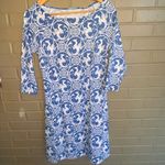 J. McLaughlin Blue and White Bird Mythical Creature Dress XS Photo 1
