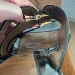 Black with Gold Accents Cork Wedge Heels Size 8 Photo 6