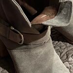 Isola Lavoy Grey Leather Stacked Heel Ankle Boots Size 7M Gorgeous NWOT Photo 1