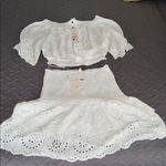 White Ruffled Mini Skirt Fit and Flare Photo 0