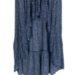 EXPRESS High Low Maxi Dress Womens M Navy Blue Polka Dot Tie Front Cottagecore Photo 2