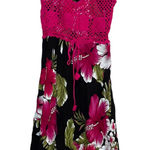 Crochet Top Hawaiian Floral Dress Sleeveless Summer‎ Beach Cover Up Size S Black Photo 0