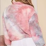 Peach Love California PEACH LOVE Sherpa Fleece Tie Dye Half Zip Mauve Photo 1