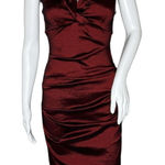 DJ Jaz Dress‎ Womens 4 Red Black Iridescent Ruched Bodycon Mini Elegant Romantic Photo 0