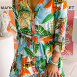 Super cute tropical dress with tie back and belt Size M Photo 0
