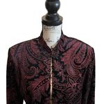 Sheri Martin Velvet Floral Jacket Black red Size 12 Vintage Bling Floral Photo 1