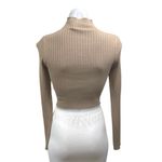 ZARA Tan Turtleneck Ribbed Knit Cutout Ruched Long Sleeve Sweater Top Size S Photo 1