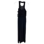 New Want and Need Womens Jumpsuit Medium Black Sleeveless Lace Lined Sheer Photo 3