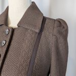 JACK  Puff Shoulder Poetcore Coat Jacket Herringbone Tweed Brown Small Photo 4