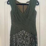 Rickie Freeman Teri Jon Mother Of The Bride Dress Crisscross Ruches Sequins Sz 6 Green Photo 1
