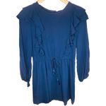 Ellison  | Navy Ruffle Long Sleeve Mini Dress Size M | EUC Photo 2