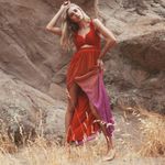 Dress the Population ‎ Meredith Metallic Ombré Cutout Plissé Gown Photo 2