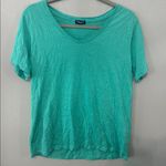 Splendid Aqua Teal Slub V-Neck Tee Shirt Cotton Blend Photo 1