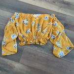 Vestique  Yellow Floral Strapless Boho Crop Top Women's M Photo 6