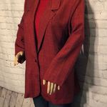 Bentley Petite Vintage Single Breasted Blazer Dark Red Plaid 12 Photo 3