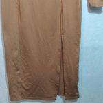 Iris Elegant Tan Long Sleeve Bodycon Midi Dress Neutral Size Small Photo 2