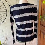 American Eagle  sweater blue white crocheted stripes size SP/TP Photo 1