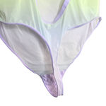 Aerie Smoothez by  Sleeveless Sheer Mesh Bodysuit Size Large Violet Flurry Ombre Photo 2