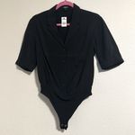 EXPRESS NWT Short Sleeve Button Up Bodysuit in Black Photo 0
