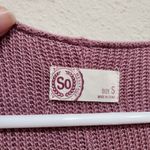 SO  Long Sleeve Open Front Long Cardigan Mauve Pink Hooded Side Slit Size Small Photo 7