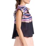 Chufy Northern Lights Kaia Navy Watercolor Top size Small Ruffle Tie Dye Stripes Blue Photo 1