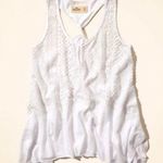 Hollister Lace Twist Back Tank Solid White Crochet Cotton Boho Top JUNIORS XS Photo 0