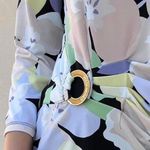 Calvin Klein  floral top with pristine belt detail Photo 1