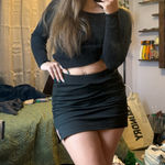 Rouched black mini skirt with slit and shorts Size M Photo 0
