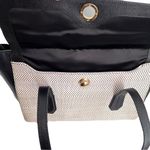 Henri Bendel  Black Leather and Ivory Woven Office Work Tote Bag Photo 2