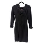 Vintage Black Ruffle Collar Long Sleeve Sheath Dress M Formal Career union made Size M Photo 3