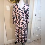 Eliza J Pink and Navy Floral Faux Wrap 3/4 Sleeve Tiered Midi Dress Sz 12 Photo 12
