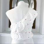 Hippie Rose  Tiered One Shoulder Top Red Blue Hearts NWT Photo 4